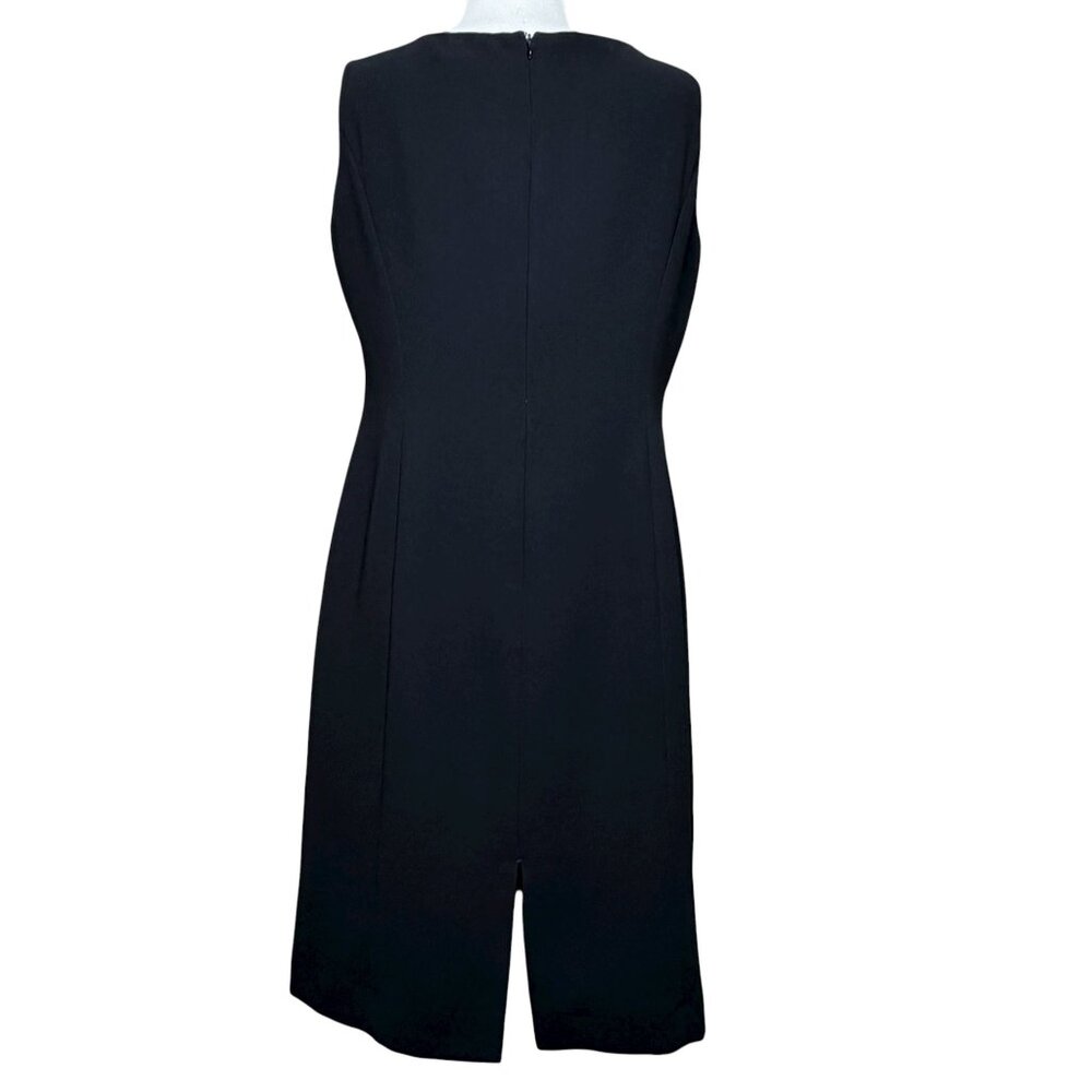 Tahari Solid Black Sheath Dress Sleeveless Size 10 Petite - Picture 3 of 8